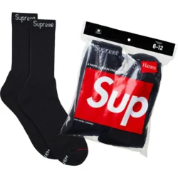 Supreme Hanes Starter Kit Pack (Tagless Tees Pack with 3 - Boxer Briefs Pack with 4 - Crew Socks Pack with 4) Black / White - Imagem 3