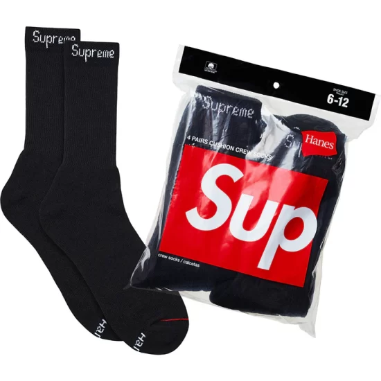 Supreme Hanes Starter Kit Pack (Tagless Tees Pack with 3 - Boxer Briefs Pack with 4 - Crew Socks Pack with 4) Black / White - Image 3