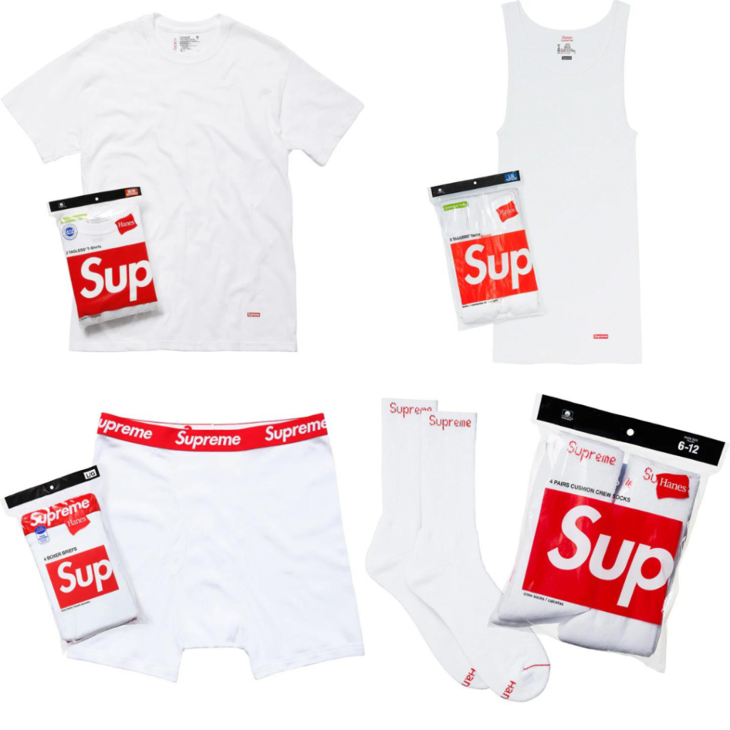 Supreme Hanes Starter Kit Pack (Tagless Tees Pack with 3 - Boxer Briefs Pack with 4 - Crew Socks Pack with 4) Black / White