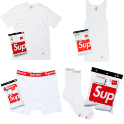 Supreme Hanes Starter Kit Pack (Tagless Tees Pack with 3 - Boxer Briefs Pack with 4 - Crew Socks Pack with 4) Black / White - Imagem 8