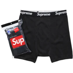 Supreme Hanes Starter Kit Pack (Tagless Tees Pack with 3 - Boxer Briefs Pack with 4 - Crew Socks Pack with 4) Black / White - Imagem 4
