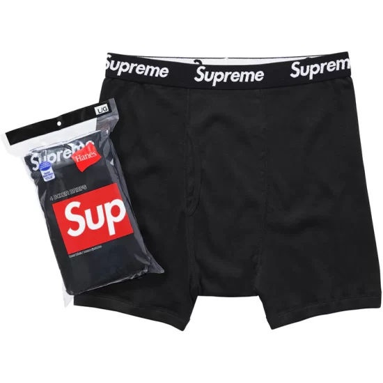 Supreme Hanes Starter Kit Pack (Tagless Tees Pack with 3 - Boxer Briefs Pack with 4 - Crew Socks Pack with 4) Black / White - Image 4