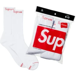 Supreme Hanes Starter Kit Pack (Tagless Tees Pack with 3 - Boxer Briefs Pack with 4 - Crew Socks Pack with 4) Black / White - Imagem 7