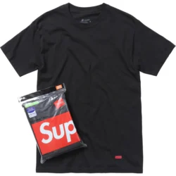 Supreme Hanes Starter Kit Pack (Tagless Tees Pack with 3 - Boxer Briefs Pack with 4 - Crew Socks Pack with 4) Black / White - Imagem 2