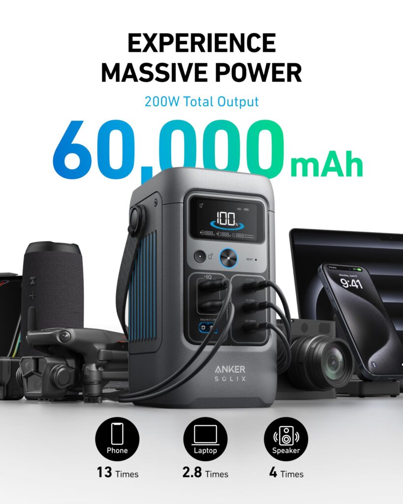 Anker SOLIX C200 DC Portable Power Station - 60,000mAh (192Wh) | 200W