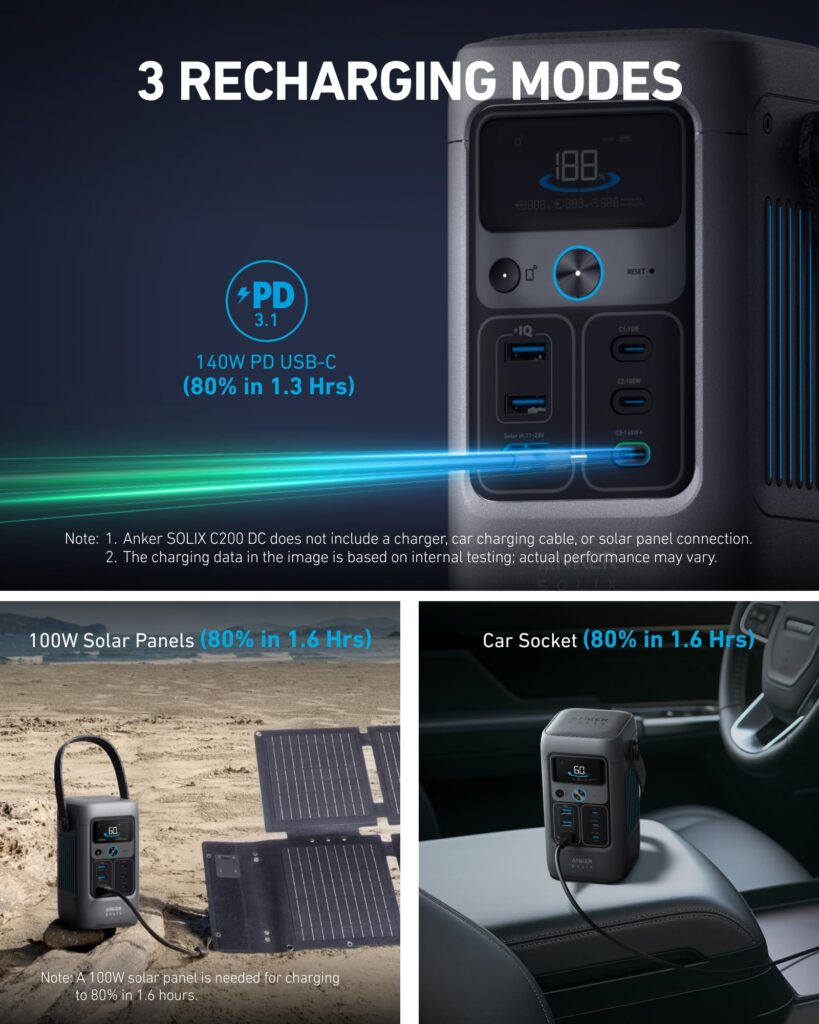 Anker SOLIX C200 DC Portable Power Station - 60,000mAh (192Wh) | 200W