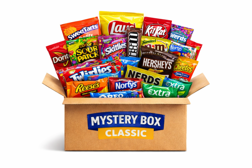 Mystery Snack Box EUA com Snacks Americanos Importados