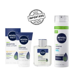 Kit NIVEA MEN Sensitive Pele Sensível – Gel de Barbear + Loção Facial + Balm Pós-Barba