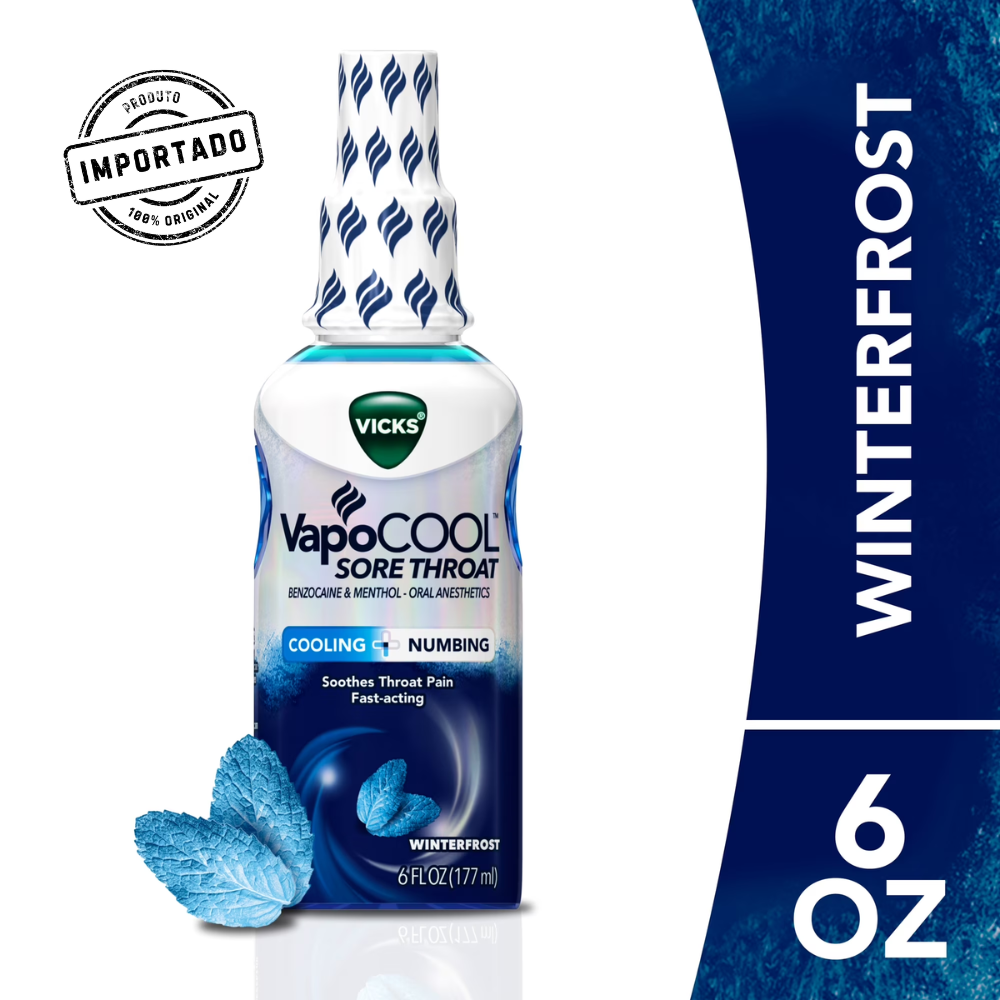 Vicks VapoCOOL Sore Throat Spray Winterfrost, Alívio Para Dor de Garganta, 6 oz, Pack com 2 Unidades - Imagem 4