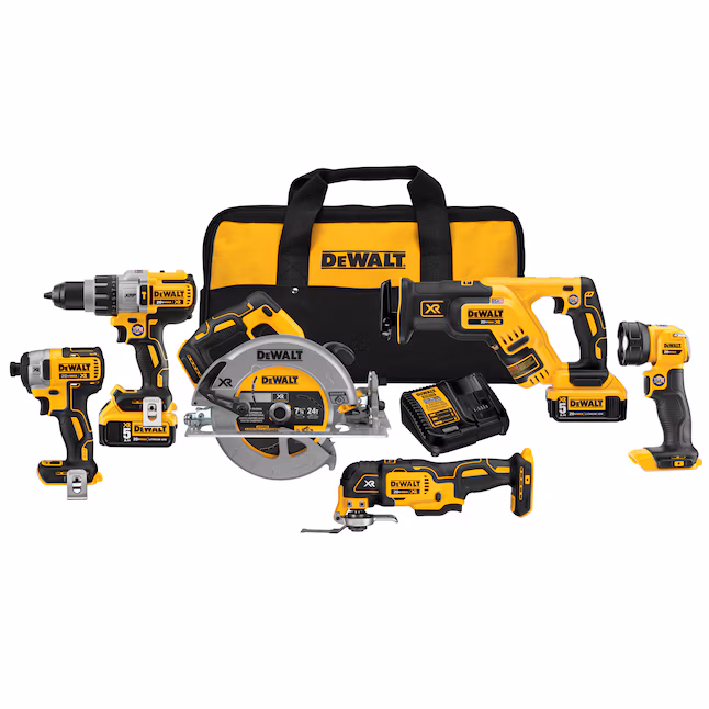 DEWALT 20V MAX Lithium-Ion Brushless Cordless 6-Tool Combo Kit with (4) 20V Premium 5.0Ah Batteries and Charger DCK694P2W2052