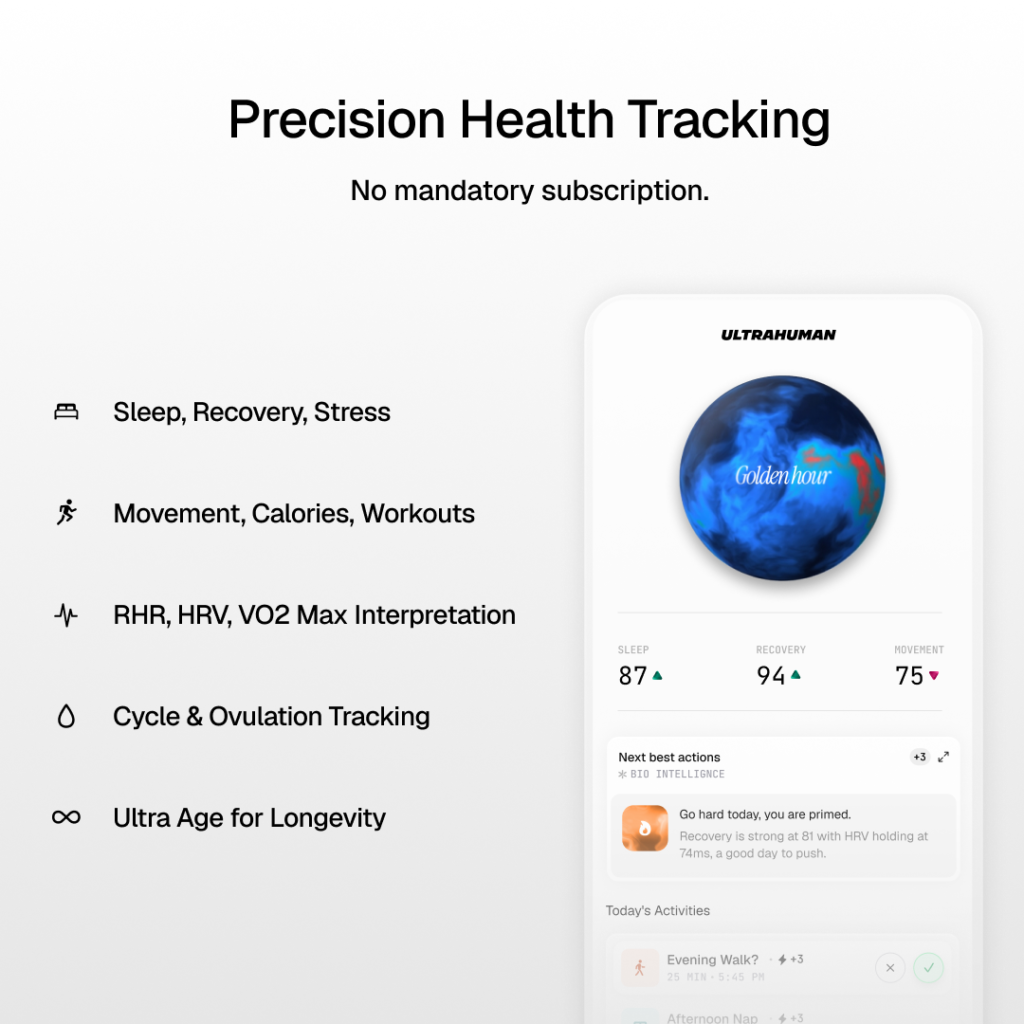 Ultrahuman Ring PRO – Anel Inteligente de Sono e Recuperação
