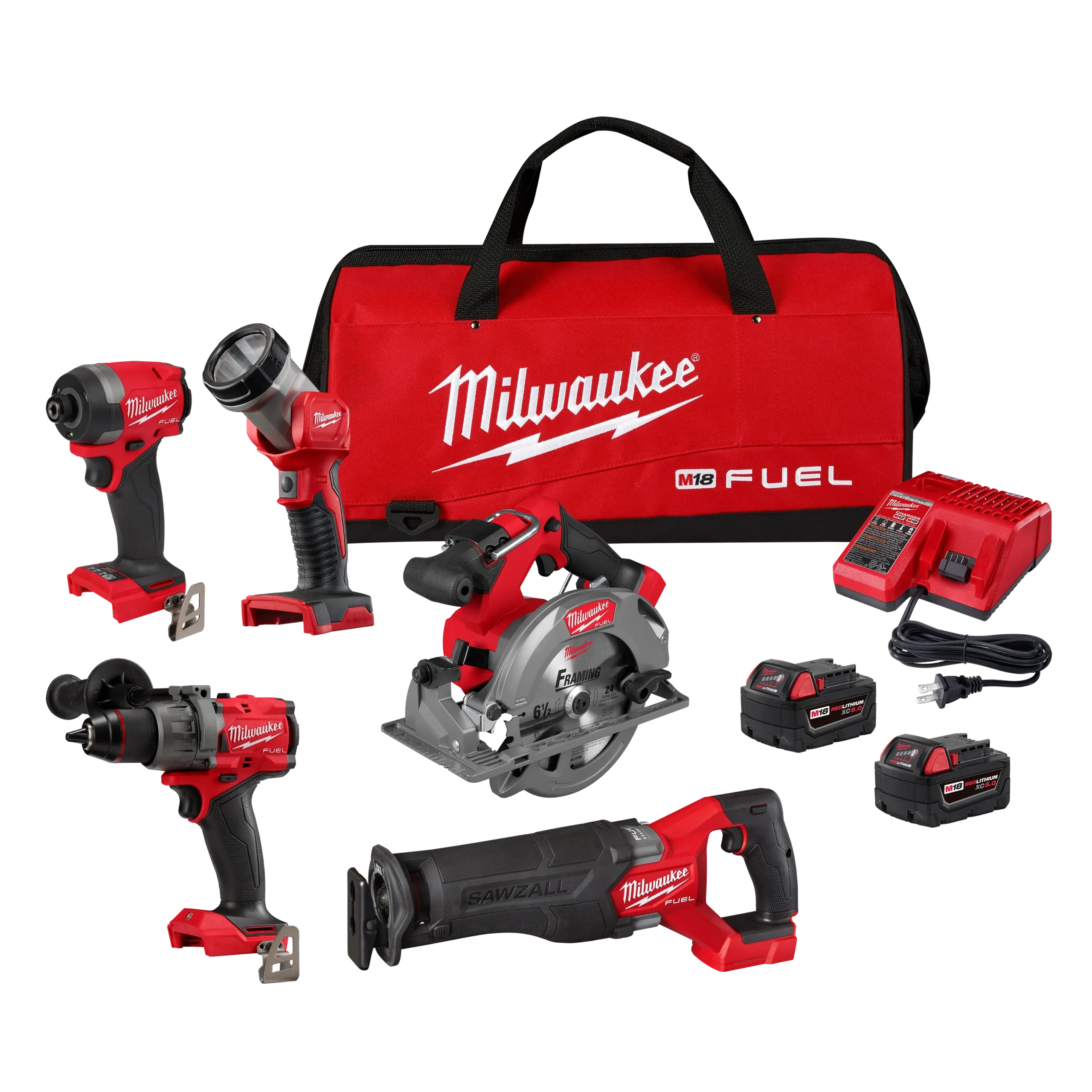 Milwaukee M18 Fuel 18V Lithium Ion Brushless Cordless Combo Kit W 2 5 0 Ah Battery Charger Packout Tool Box 4 Tool 3697 24Po - Imagem 1
