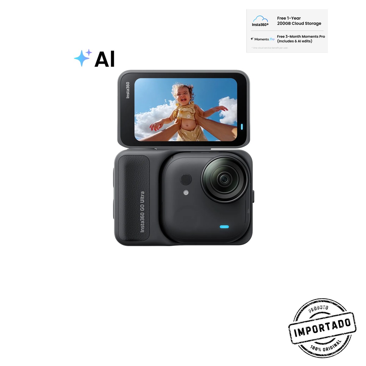 Insta360 GO Ultra – Câmera de Ação Compacta (Kit Standard, Preta) - Imagem 1