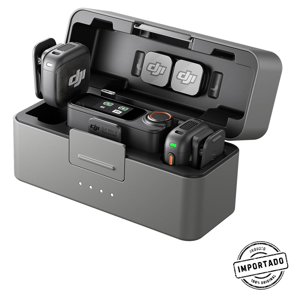 DJI Mic 3 – Sistema de Microfone (2 Transmissores, 1 Receptor e Estojo) - Imagem 1