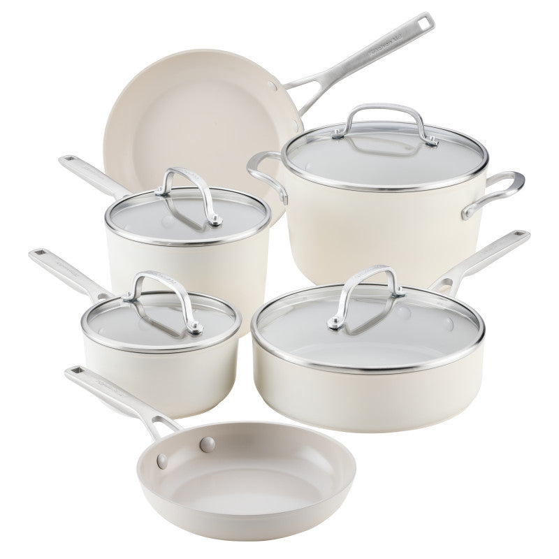 KitchenAid – Jogo de Panelas Anodizadas com Revestimento Cerâmico (10 Peças)
