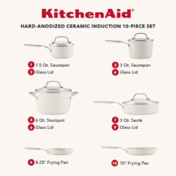 KitchenAid – Jogo de Panelas Anodizadas com Revestimento Cerâmico (10 Peças) - Imagem 3