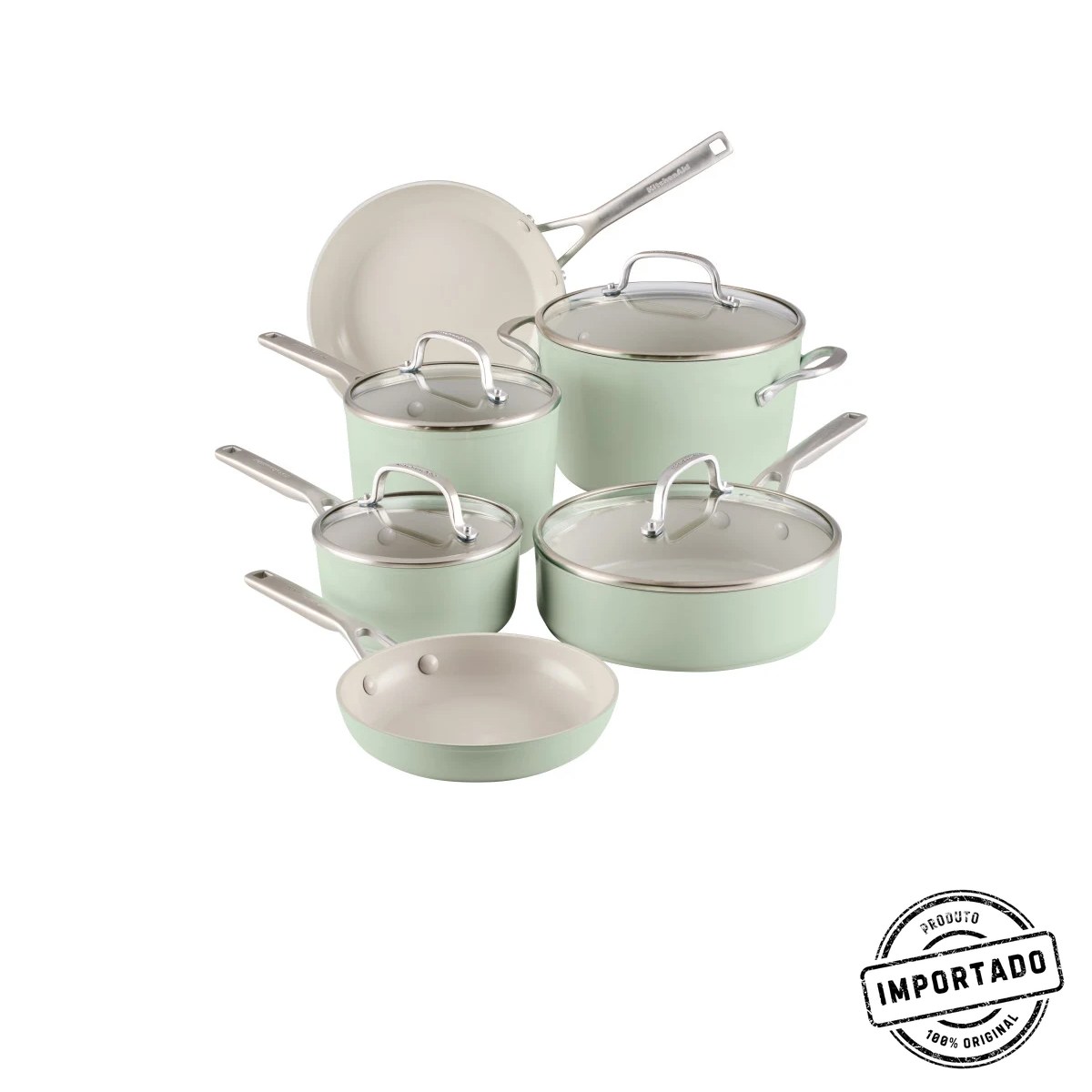 KitchenAid – Jogo de Panelas Anodizadas com Revestimento Cerâmico (10 Peças) - Imagem 1