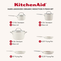 KitchenAid – Jogo de Panelas Anodizadas com Revestimento Cerâmico (9 Peças) - Imagem 2
