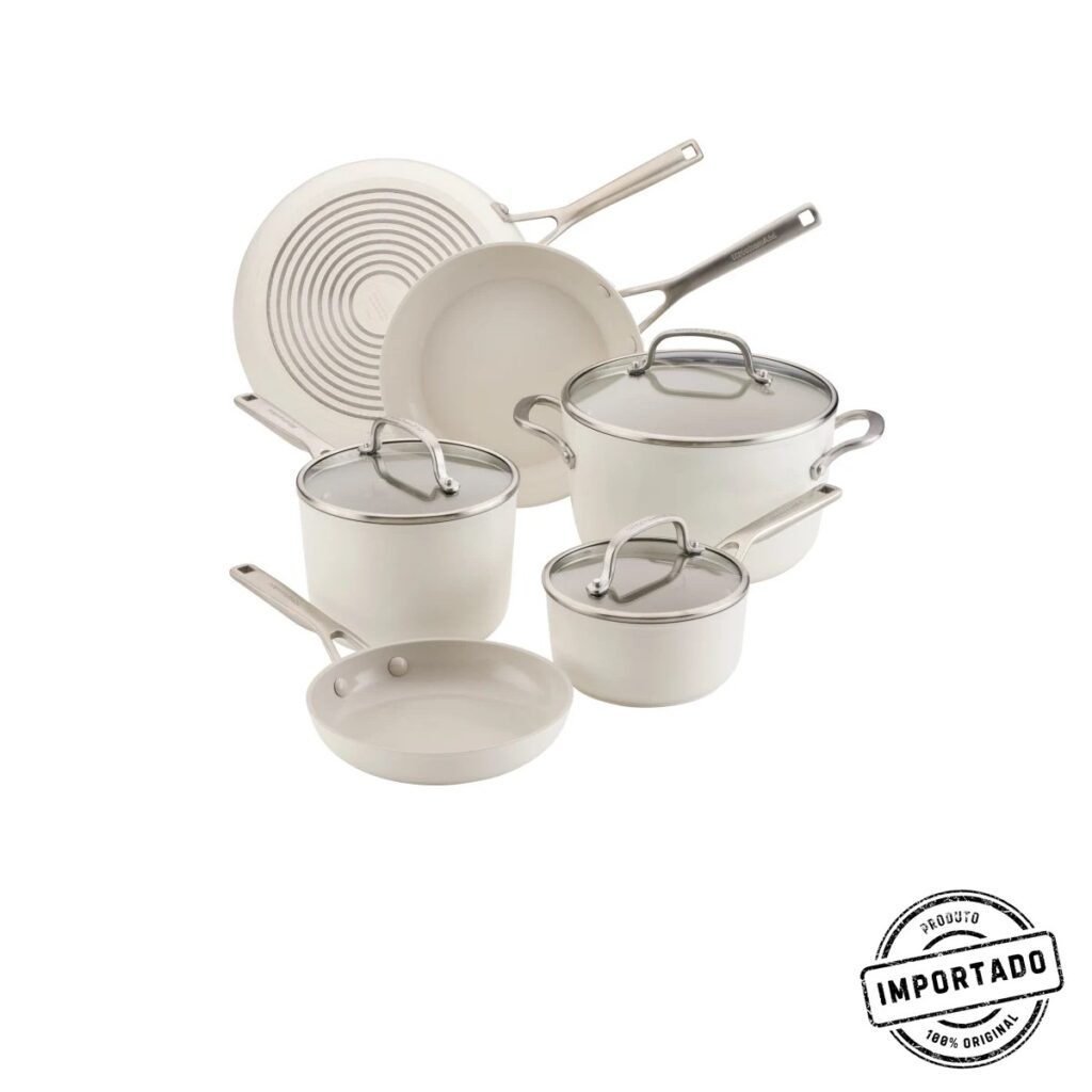 KitchenAid – Jogo de Panelas Anodizadas com Revestimento Cerâmico (9 Peças)