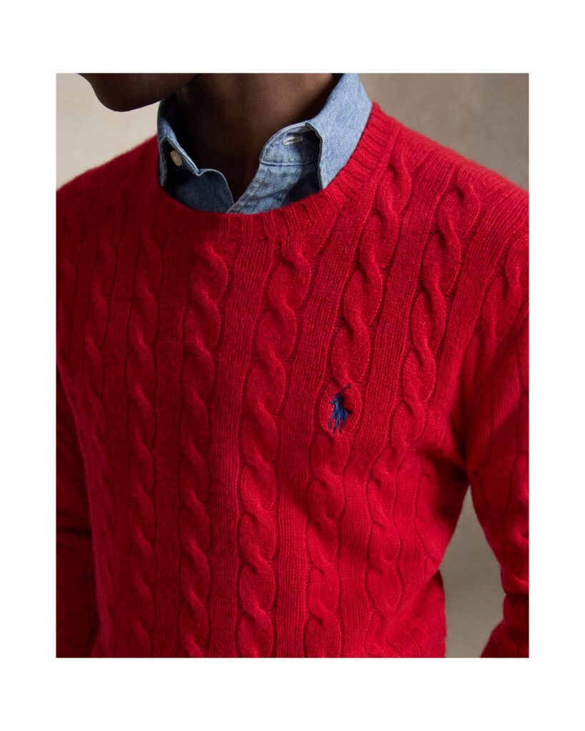 Ralph Lauren – Suéter Trançado de Lã e Cashmere