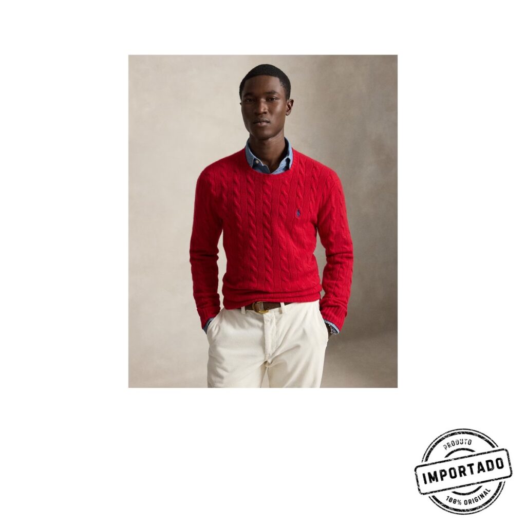 Ralph Lauren – Suéter Trançado de Lã e Cashmere
