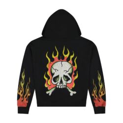 Ed Hardy Skull Flames – Moletom Boxy com Capuz e Zíper - Imagem 2