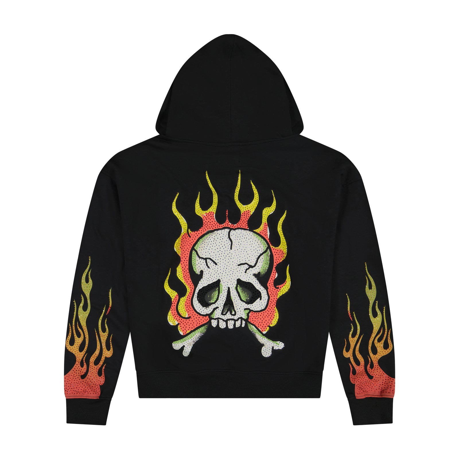 Ed Hardy Skull Flames – Moletom Boxy com Capuz e Zíper - Imagem 2