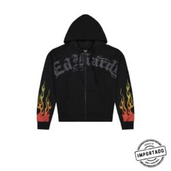 Ed Hardy Skull Flames – Moletom Boxy com Capuz e Zíper - Imagem 1