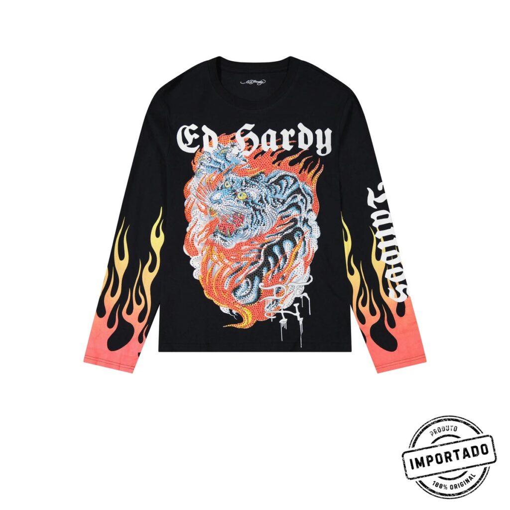 Ed Hardy Tiger Flames – Camiseta Manga Longa