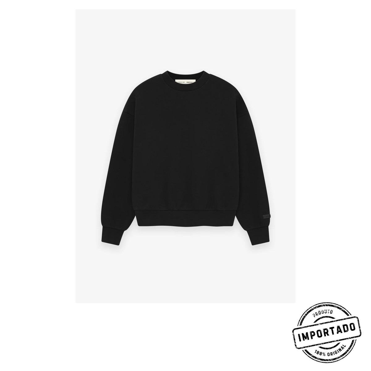 Fear of God ESSENTIALS Classic Crewneck – Conjunto Moletom e Calça (Preto) - Imagem 1
