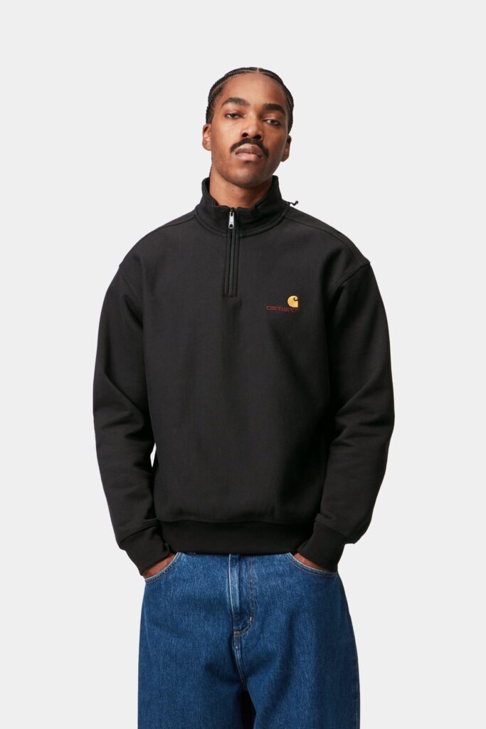 Carhartt WIP American Script – Moletom Meio Zíper (Preto)