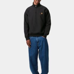 Carhartt WIP American Script – Moletom Meio Zíper (Preto) - Imagem 4