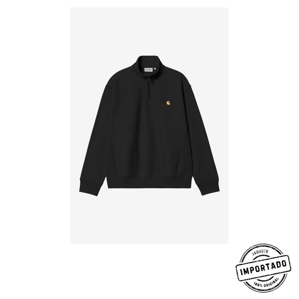 Carhartt WIP American Script – Moletom Meio Zíper (Preto)