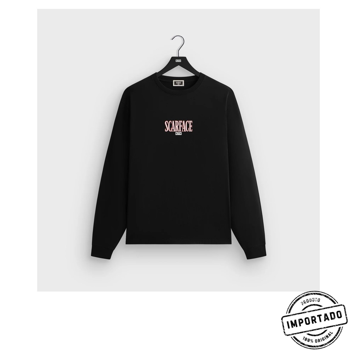 Kith for Scarface Tony Montana – Camiseta Manga Longa (Preta) - Imagem 1