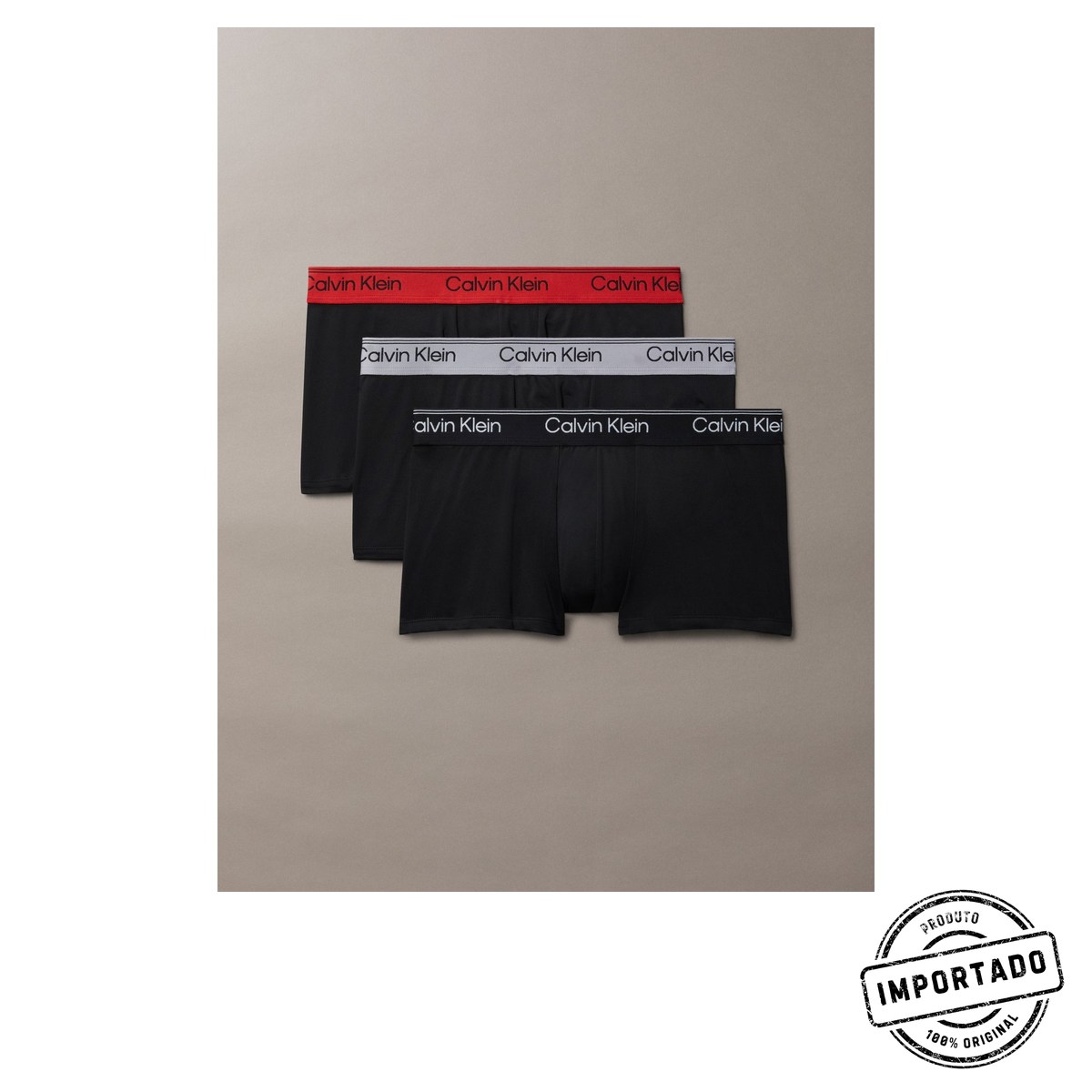 Calvin Klein Microfiber Stretch – Cueca Trunk Cintura Baixa (Kit com 3) - Imagem 1