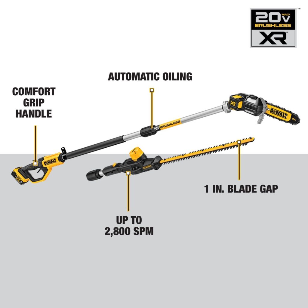 Dewalt DCKO86M1 20V Max* Cordless Pole Saw And Pole Hedge Trimmer Combo Kit
