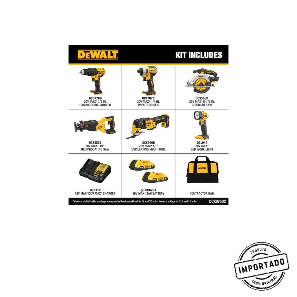 DEWALT 6-Tool 20-Volt Max Brushless Power Tool Combo Kit with Soft Case (2-Batteries and charger Included)