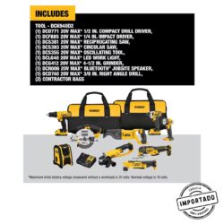 DEWALT 20V MAX Cordless 9 Tool Combo Kit with (2) 20V 2.0Ah Batteries and Charger DCK940D2 - Imagem 1