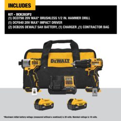 DEWALT 20-volt max 2 -Tool Brushless Power Tool Combo Kit with Soft Case ( 2 -Batteries Included and Charger Included ) - Imagem 2