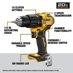 DEWALT 20-volt max 2 -Tool Brushless Power Tool Combo Kit with Soft Case ( 2 -Batteries Included and Charger Included ) - Imagem 3