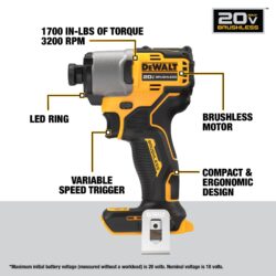 DEWALT 20-volt max 2 -Tool Brushless Power Tool Combo Kit with Soft Case ( 2 -Batteries Included and Charger Included ) - Imagem 4