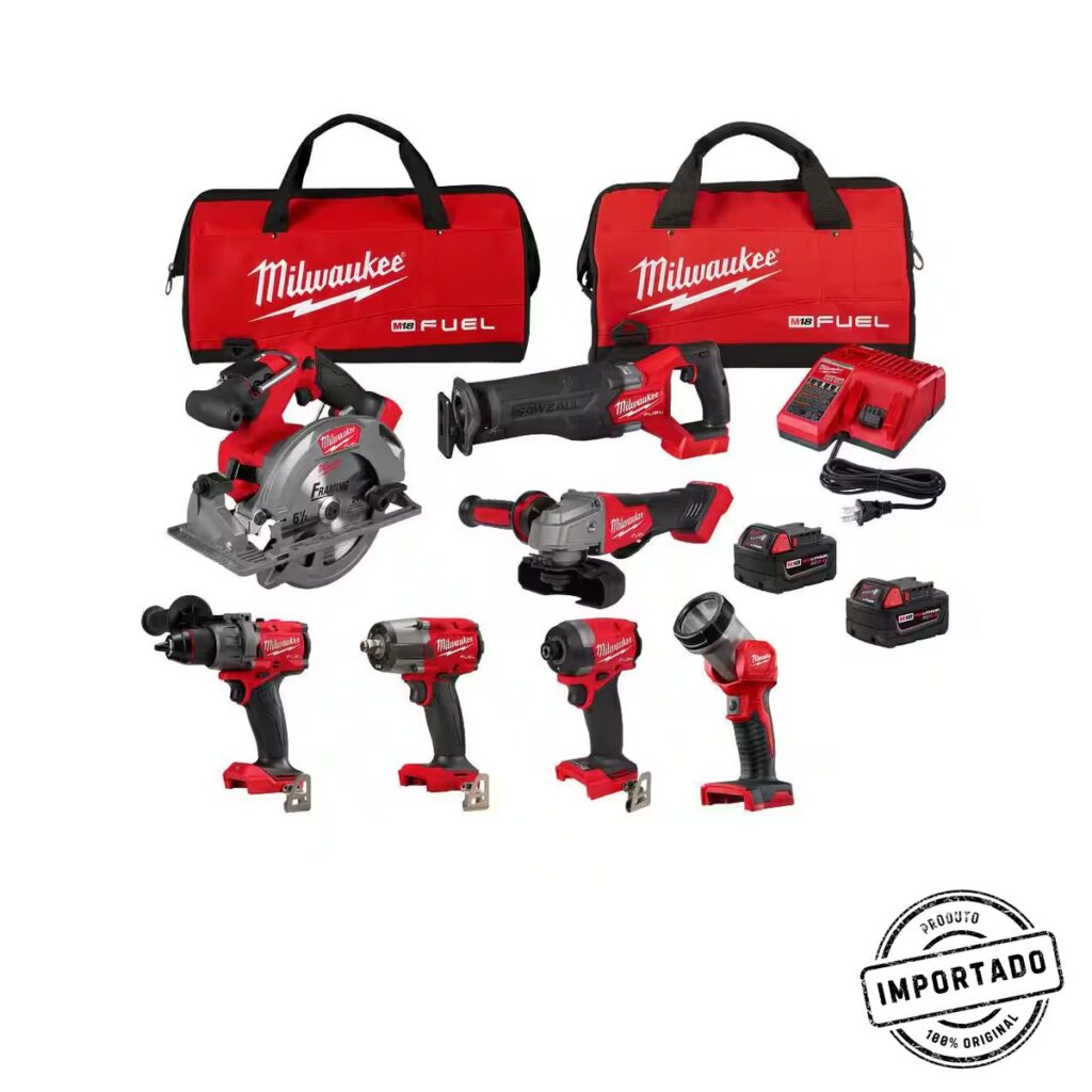 Milwaukee M18 FUEL 18V Lithium-Ion Brushless Cordless Combo Kit with Two 5.0 Ah Batteries, 1 Charger, 2 Tool Bags (7-Tool) 3697-27