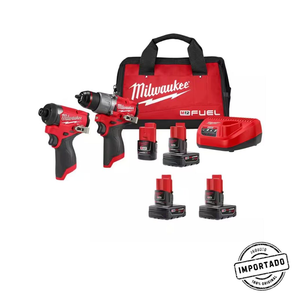 Milwaukee M12 FUEL 12-Volt Lithium-Ion Brushless Cordless Hammer Drill and Impact Driver Combo Kit w/4 Batteries and Bag (2-Tool) 3497-22-48-11-2412