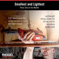 RIDGID (RP115) 72553 Mini Press Tool and Battery Kit with 1/2" to 3/4" ProPress Press Tool Jaws, 2V Li/Ion Battery, 12V Charger, and Carrying Case - Imagem 5