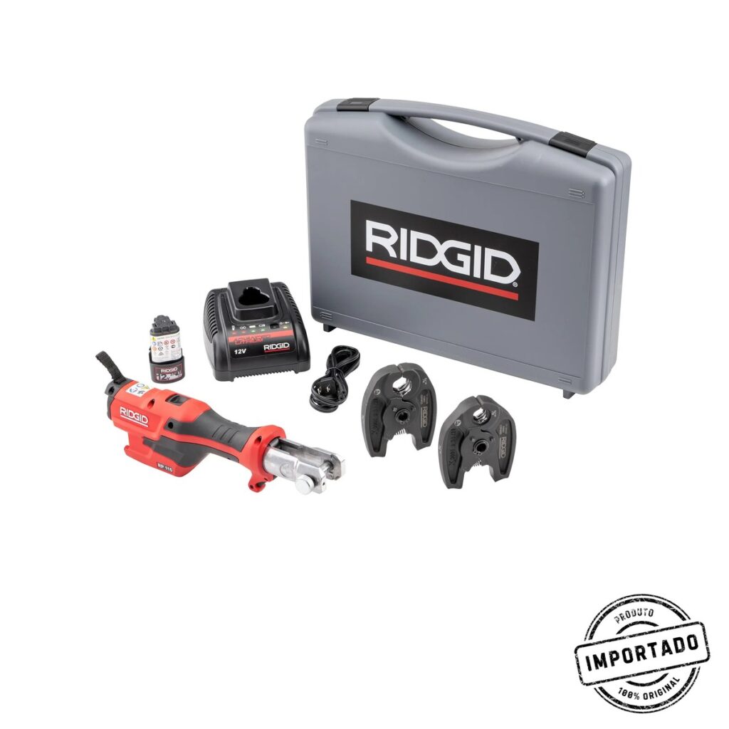 RIDGID (RP115) 72553 Mini Press Tool and Battery Kit with 1/2" to 3/4" ProPress Press Tool Jaws, 2V Li/Ion Battery, 12V Charger, and Carrying Case