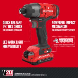 CRAFTSMAN V20 – Kit 6 Ferramentas a Bateria, 2 Baterias e Carregador - Imagem 6