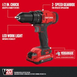 CRAFTSMAN V20 – Kit 4 Ferramentas a Bateria, 2 Baterias e Carregador - Imagem 3