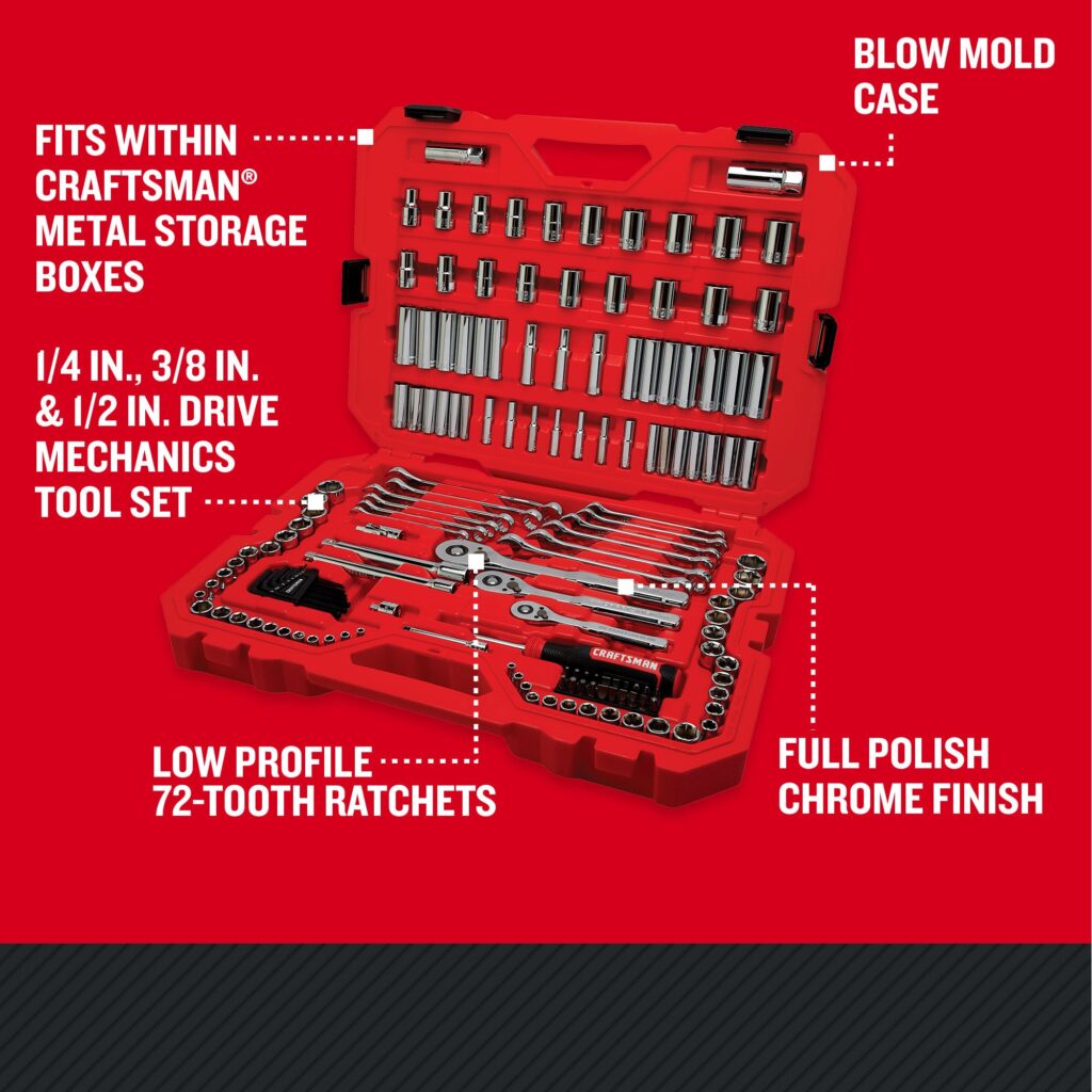 CRAFTSMAN – Jogo de Ferramentas Mecânicas Métrico e SAE com Maleta (159 Peças)