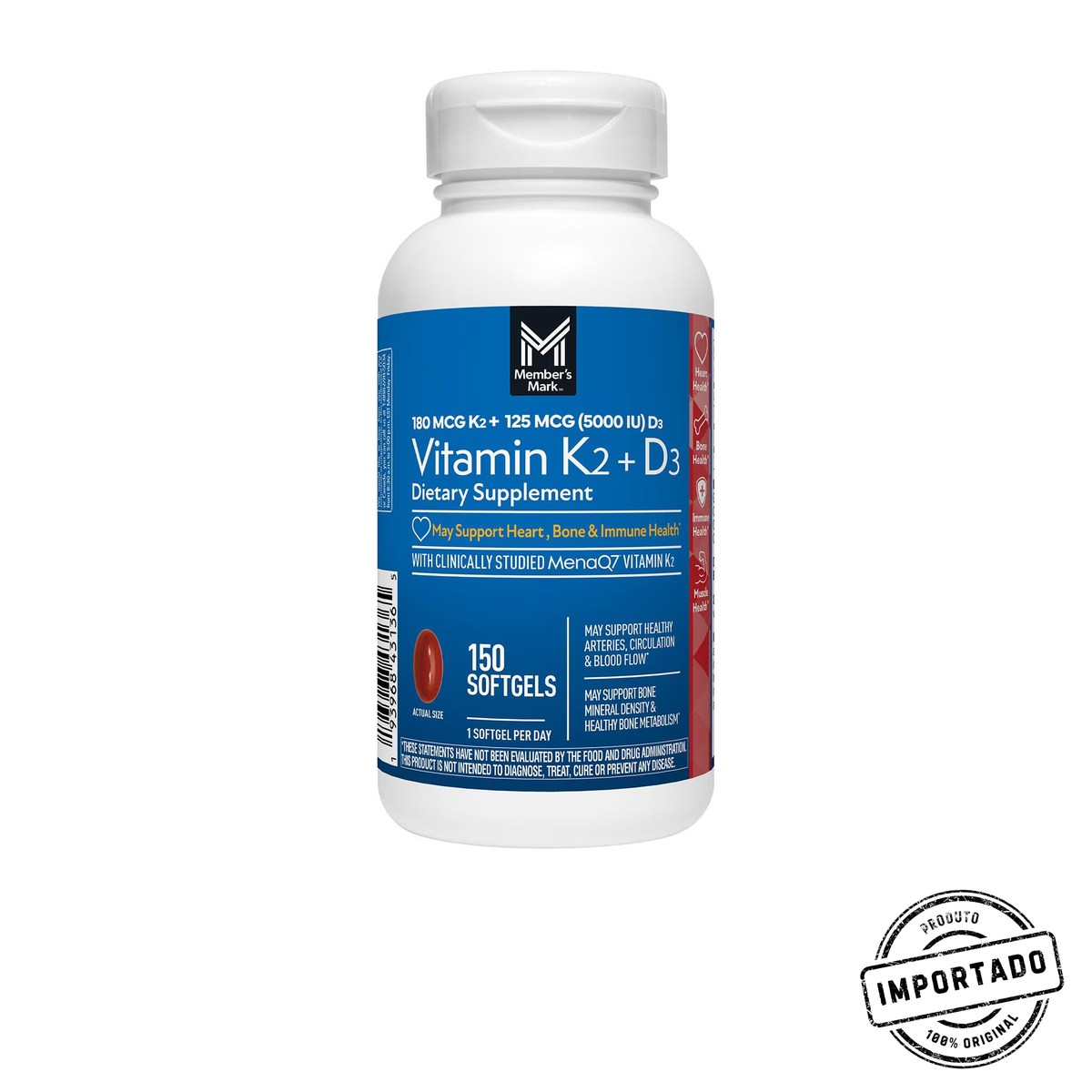 Member's Mark Vitamin K2 + D3 Softgels, 150 ct. - Imagem 1