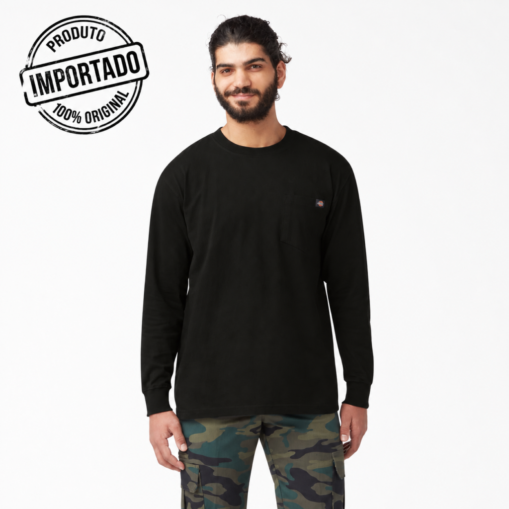 Dickies WL450 Heavyweight – Camiseta Masculina Manga Longa com Bolso